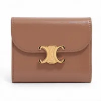 セリーヌ トリオンフ スモールフラップウォレット レザー コンパクトウォレット ブラウン