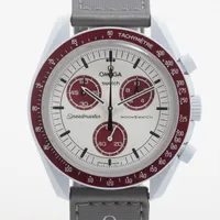 オメガ×スウォッチ スピードマスター ミッション トゥ プルート SO33M101 CE×ナイロン QZ ホワイト文字盤