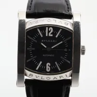 ブルガリ アショーマ AA48S SS×革 AT ネイビー文字盤
