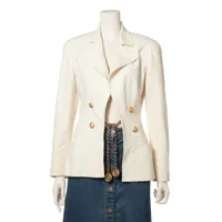 シャネル ココボタン 素材不明 ジャケット 36 ホワイト