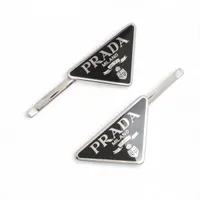 プラダ トライアングルロゴ レザー ベルト 90/36 ブラック×ホワイト