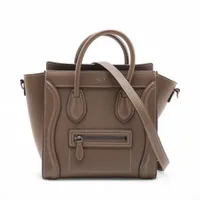 セリーヌ ラゲージ ナノショッパー レザー 2WAYハンドバッグ ブラウン