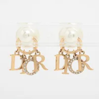 ディオール Dior Tribales  ディオール トライバル GP×ラインストーン×フェイクパール ピアス(両耳用) ゴールド