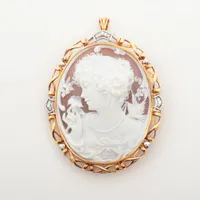 ノンブランド シェルカメオ ダイヤ K18×Pt900