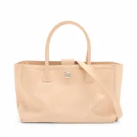 シャネル エグゼクティブ レザー ベージュ シルバー金具