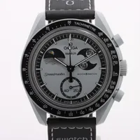 オメガ×スウォッチ スピードマスター ミッション トゥ アースフェイズ SO33M700 CE×ナイロン QZ グレー文字盤