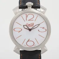 ガガミラノ マヌアーレ 5090 SS×革 QZ ホワイト文字盤