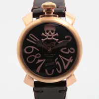 ガガミラノ マヌアーレ 5011.ART.01S GP×革 手巻き ブラック文字盤