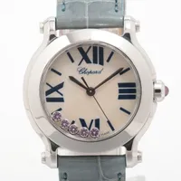 ショパール ハッピースポーツ 8509 SS×革 QZ シェル文字盤