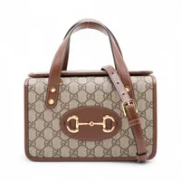 グッチ GGスプリーム ホースビット PVC 2WAYハンドバッグ ベージュ