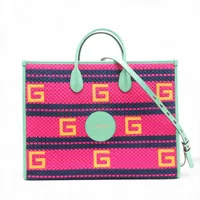 グッチ コットン 2WAYトートバッグ ピンク