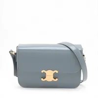 セリーヌ トリオンフ ティーン レザー ショルダーバッグ ブルー