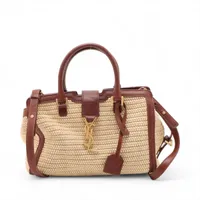 サンローランパリ ベイビーカバス ストロー 2WAYハンドバッグ ベージュ