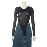 サンローランパリ レーヨン ボディスーツ 22年 38 ブラック