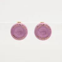 シャネル ロゴ GP×プラスチック イヤリング(両耳用) 97P スレ くすみ 汚れ 剥げ 変色 パープル