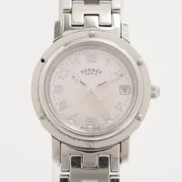 エルメス クリッパー CL4.210 SS QZ ピンクシェル文字盤