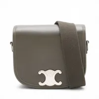 セリーヌ トリオンフ スモール ブザス レザー ショルダーバッグ カーキ