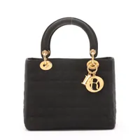 クリスチャンディオール レディディオール カナージュ ナイロン ハンドバッグ ブラック