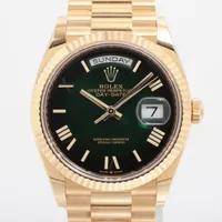 ロレックス デイデイト36 128238 YG AT グリーンオンブレ文字盤