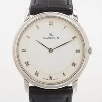 ブランパン ヴィルレ ウルトラスリム SS×革 手巻き ホワイト文字盤