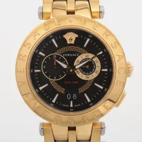 ヴェルサーチェ デュアルタイム SS QZ ブラック文字盤