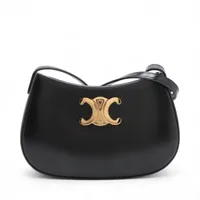 セリーヌ トリオンフ ミディアム ティリー バッグ レザー ショルダーバッグ ブラック