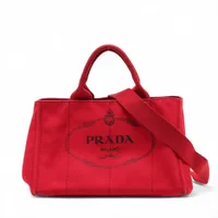 プラダ カナパ キャンバス 2WAYハンドバッグ レッド