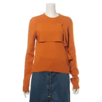 ボッテガヴェネタ ツイスト 925×革 バングル ベージュ×ゴールド AB