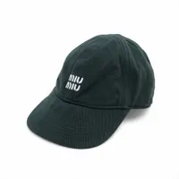 ミュウミュウ ロゴ 5HC369 コットン キャップ M ダークグリーン