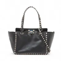 ヴァレンティノガラヴァーニ ロックスタッズ レザー 2WAYハンドバッグ ブラック