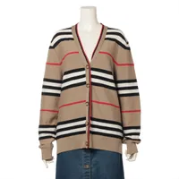 バーバリー ウール カーディガン ティッシ期 L ベージュ