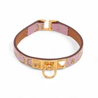 エルメス リヴァルミニ GP×革 ブレスレット B:2023 T25 ピンク