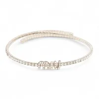 ミュウミュウ ロゴ GP×ラインストーン チョーカー シルバー