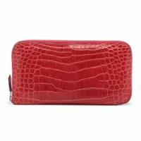 エルメス アザップロング アリゲーター レッド シルバー金具