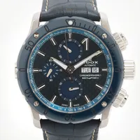 エドックス クロノオフショア1 01122 SS×革 AT ブルー文字盤