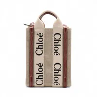 クロエ ノースサウス ウッディ キャンバス 2WAYハンドバッグ ベージュ