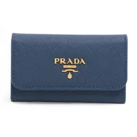 プラダ サフィアーノメタル 1PG222 レザー キーケース ブルー