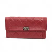 シャネル ボーイシャネル キャビアスキン レッド シルバー金具