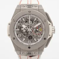 ウブロ ビッグバン フェラーリ 401.NE.0123.VR.FJP13 TI×革×ラバー AT スケルトン文字盤