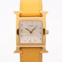 エルメス Hウォッチ HH1.201 SS×革 QZ シルバー文字盤