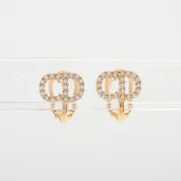 ディオール Clair D Lune クレール ディー リュヌ GP×ラインストーン イヤリング(両耳用) ゴールド