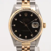 ロレックス デイトジャスト36 16233G SS×YG AT ブラック文字盤