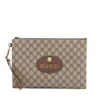 グッチ GGスプリーム タイガーヘッド PVC クラッチバッグ ベージュ