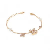 ルイ・ヴィトン LVアイコニック トレゾールブレスレット M1220A GP×ラインストーン×フェイクパール ブレスレット TE3233 ゴールド