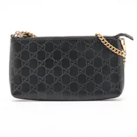 グッチ グッチシマ レザー チェーンウォレット ブラック