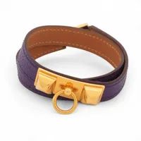 エルメス マイクロリヴァル GP×革 ブレスレット □P:2012 パープル