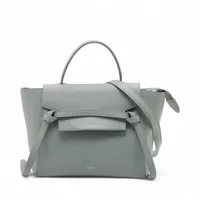 セリーヌ ベルトバッグマイクロ レザー 2WAYハンドバッグ ブルー