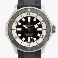 ブライトリング スーパーオーシャン A17378 SS×革 AT ブラック文字盤