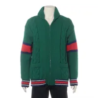 グッチ ウール ボンバージャケット 18年 S グリーン×レッド