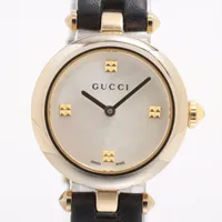 グッチ ディアマンティッシマ 141.5 SS×革 QZ ホワイトシェル文字盤